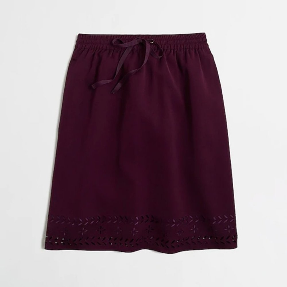 Jcrew Lazer Cut Purple Drawstring Skirt